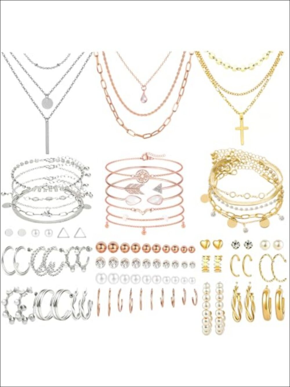 Alloy Jewelry Set 109 Pieces Necklaces Earrings Bracelets